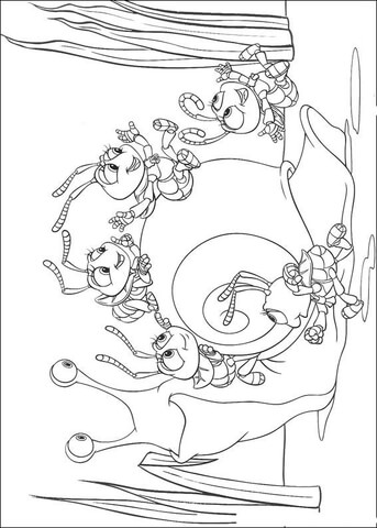 Bugs On A Snail Coloring Page